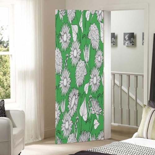 Susiyo Greem Autumn Wildflowers Halloween Door Cover 32x79 in