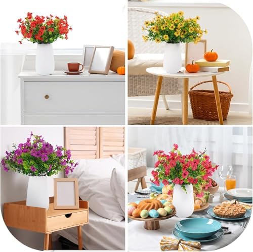 Realistic Artificial Daisy Flowers 16 Bundle Outdoor Decor