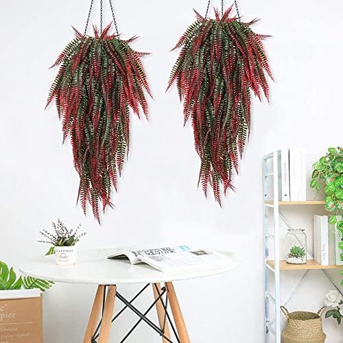 RECUTMS 4Pcs Artificial Boston Fern Hanging Plant Decor