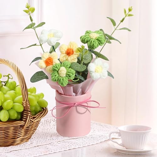 Vynora Crochet Daisy Flowers Bouquet Yellow
