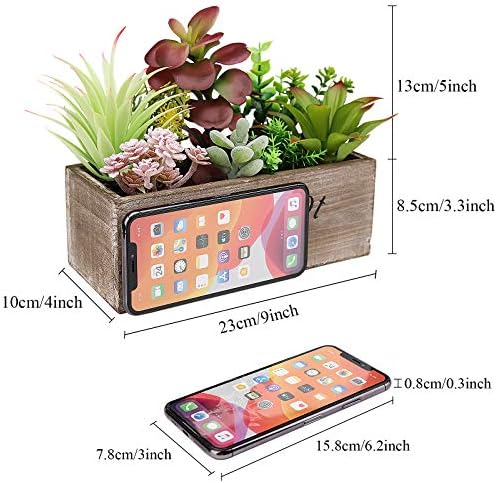 Hopewood Artificial Succulent Plants in Wooden Planter Box