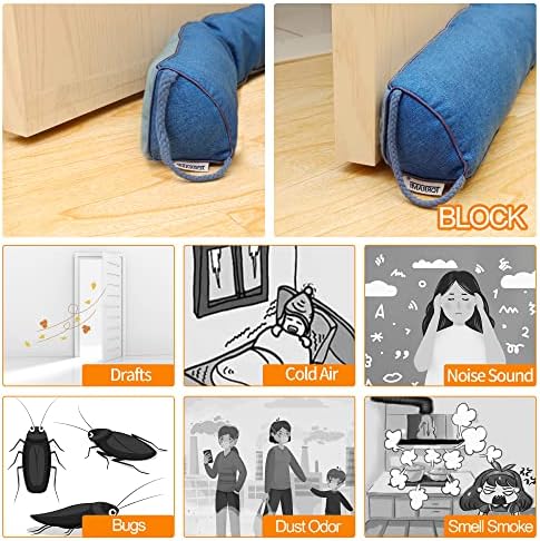 TORRAMI 32 Inch Door Draft Stopper Blue Triangle