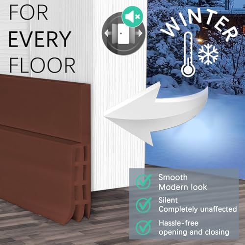 WUMUTI 2 Pack Door Draft Stoppers 2 Inch x 39 Inch Noise Insulating Seal - Brown