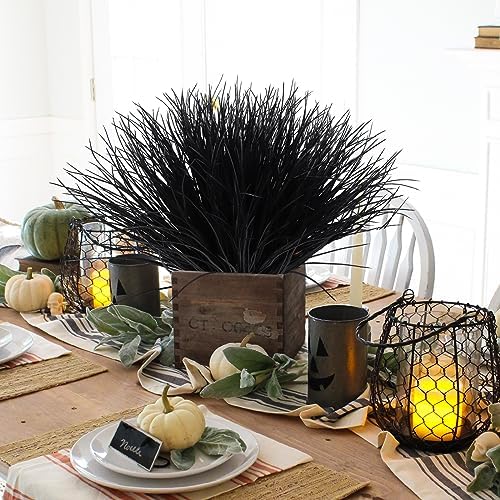 Fake Black Plants Artificial Grass for Outdoor Halloween Decor 12Pcs