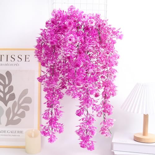 3Pcs Artificial Hanging Rose Plants 295 in UV Resistant for Home Indoor Outdoor Decor Wedding Party