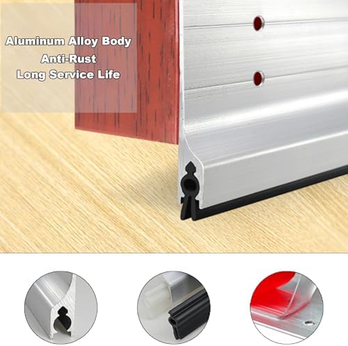 33 Inch Metal Door Seal Strip Noise Proof Draught Excluder Silver Custom Cut Fit