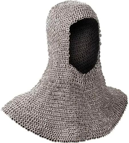 Medieval Aluminum Chainmail Coif Hood 9mm Flat Riveted