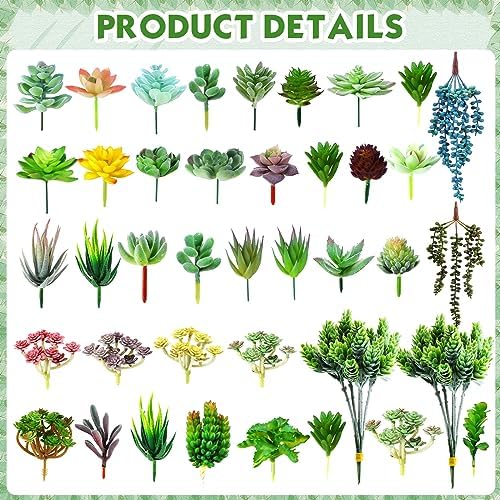 Tigeen 80 Pcs Artificial Plastic Succulents