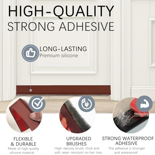 2 Pack Under Door Draft Stoppers with Brush Seal Brown