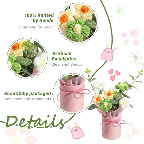 Vynora Crochet Daisy Flowers Bouquet Yellow