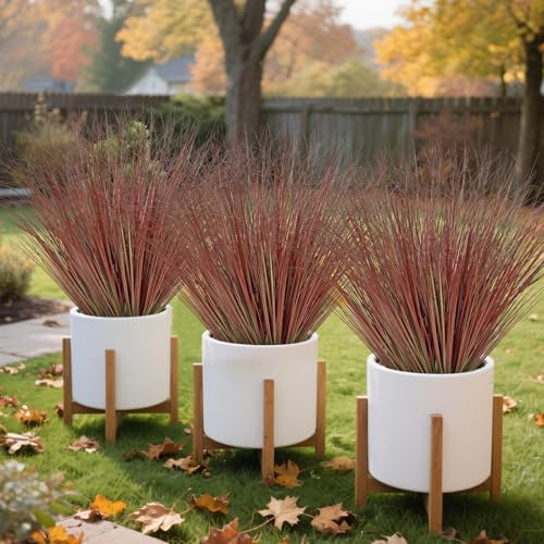 24 Pack Red Artificial Onion Grass for Outdoor and Indoor Decor