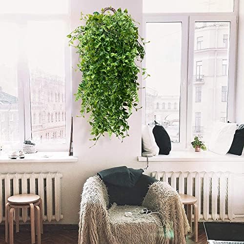 CLONG 2pcs Artificial Hanging Plants 32-in Fake Ivy Vine Outdoor UV Resistant Decor