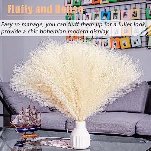 10 Stems Faux Pampas Grass - 177 Inch Artificial Decor for Boho Home