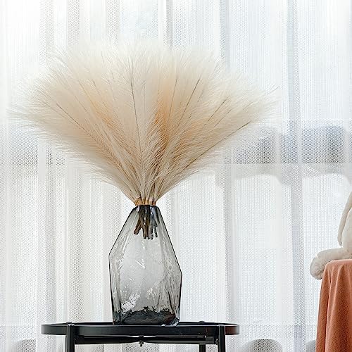 10 Stems Faux Pampas Grass - 177 Inch Artificial Decor for Boho Home