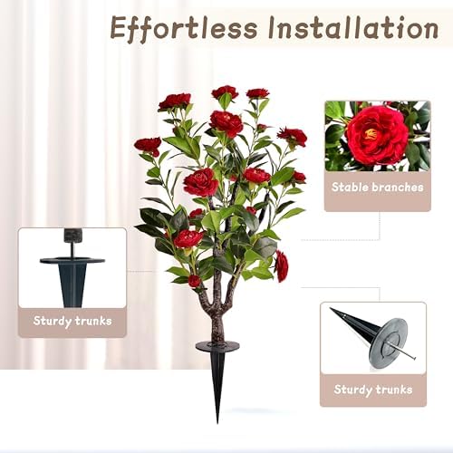 Artificial Camellia Tree 2 Pack 36 Inch Red