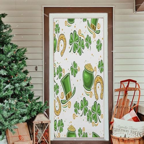 Susiyo Green Shamrock Halloween Door Cover 32x79 in