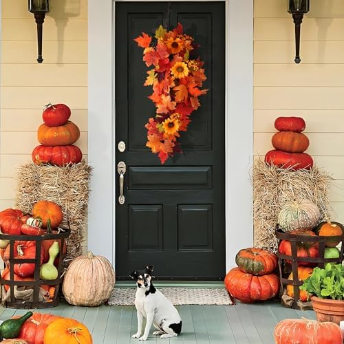 HIAGROW 2Pcs Fall Hanging Maple Leaf Decor for Autumn Decorations