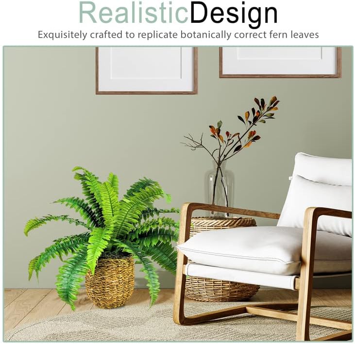 24 Inch Boston Fern in Woven Basket Artificial Plant
