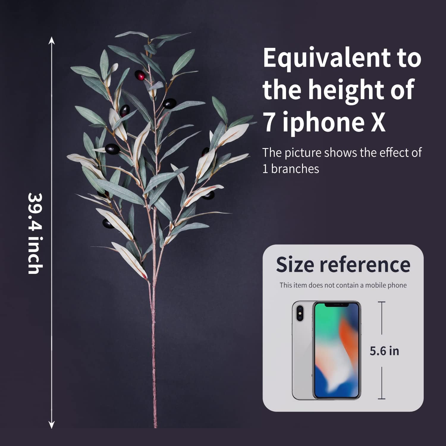 MelorcaGuilla Artificial Plants 3PCS 39 Olive Branches for Vase Decoration