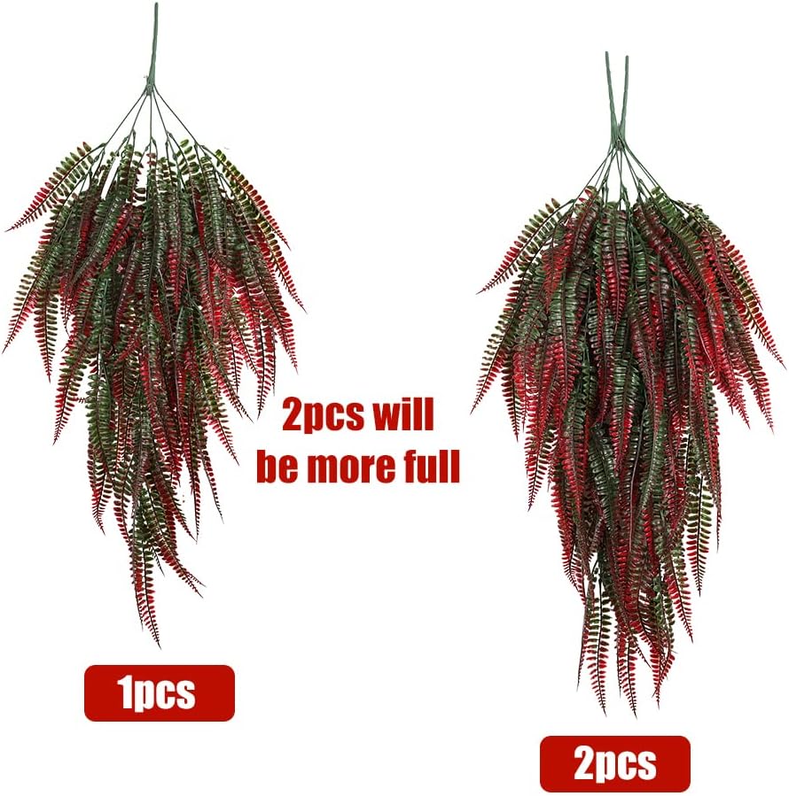 RECUTMS 4Pcs Artificial Boston Fern Hanging Plant Decor