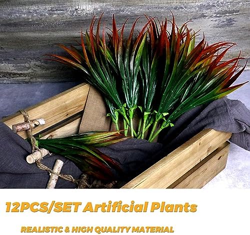 Kingsboomy 12pcs Artificial Grass Outdoor Decor