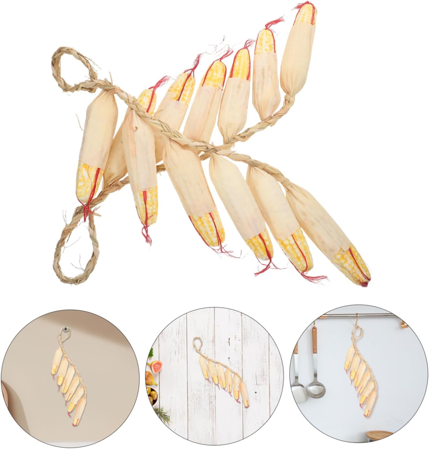 2Pcs Realistic Hanging Fake Corn Skewers Decor for Home Kitchen Garden Wall Ornament