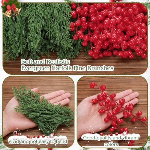 Ceenna 60 Pcs Artificial Christmas Flowers Set