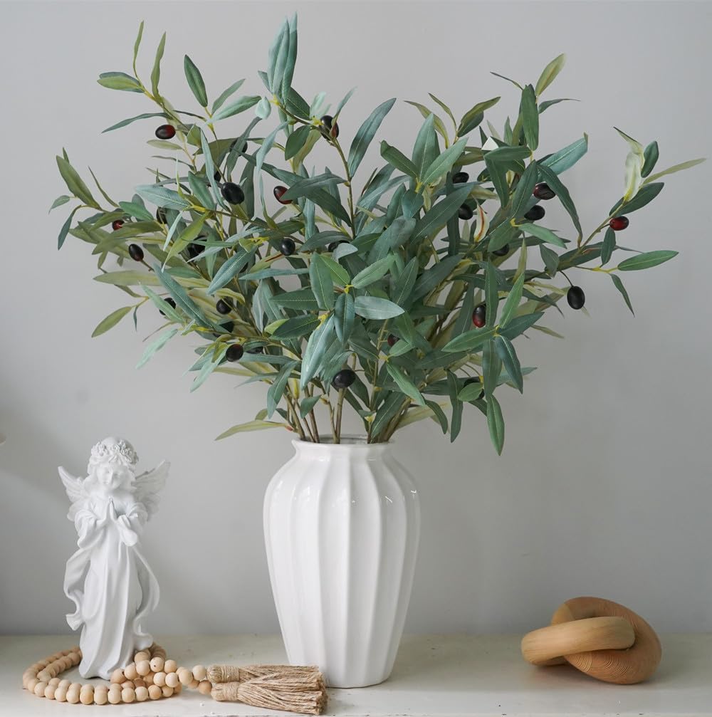 MelorcaGuilla Artificial Plants 3PCS 39 Olive Branches for Vase Decoration