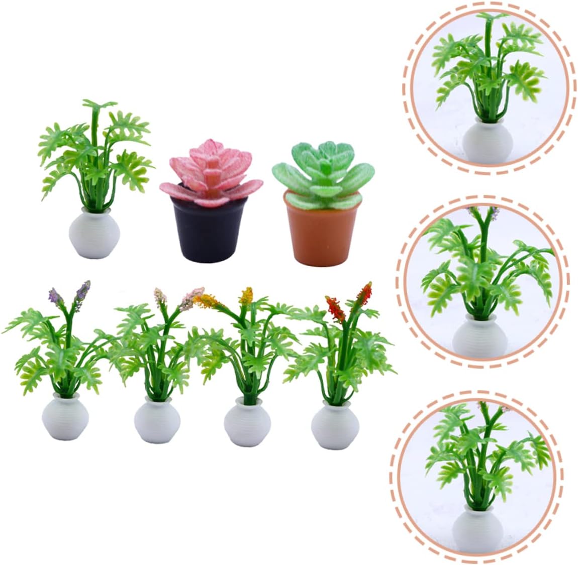 GLEAVI 7Pcs Miniature Succulent Plants Realistic Micro Potted Greenery for Home Desktop and Dollhouse Decor