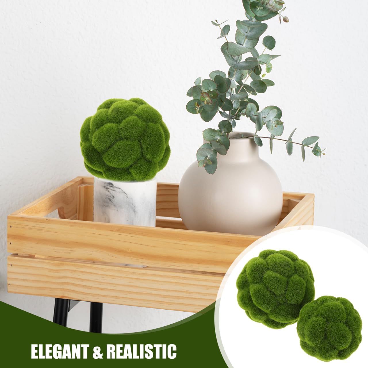 DOITOOL 2 Pcs Artificial Moss Balls for Home Decor