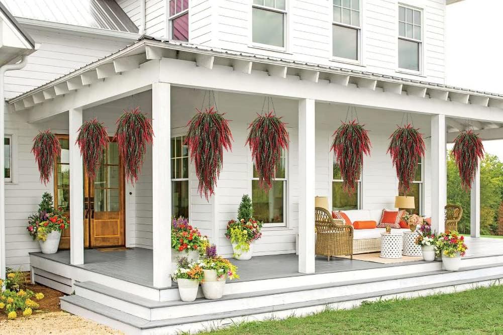 RECUTMS 4Pcs Artificial Boston Fern Hanging Plant Decor