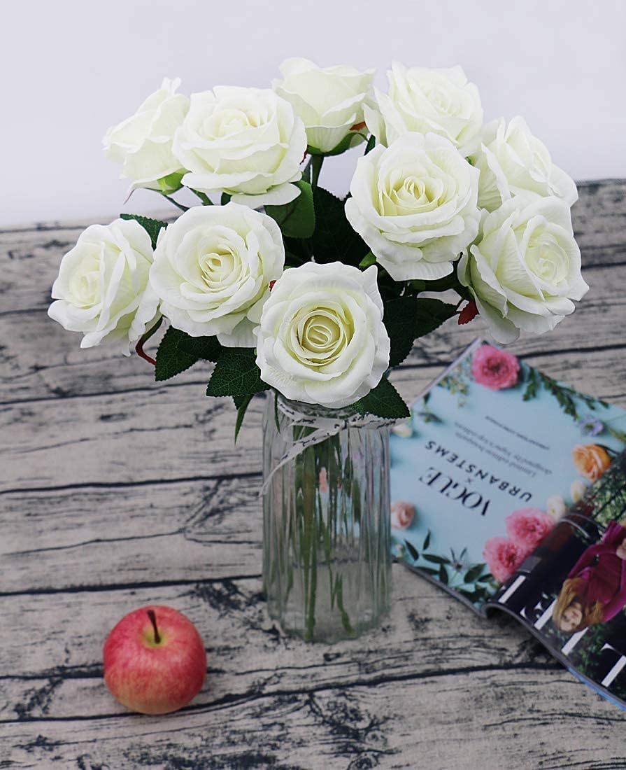 CZCZC 12 Pack Artificial Silk Roses Bouquets Decor