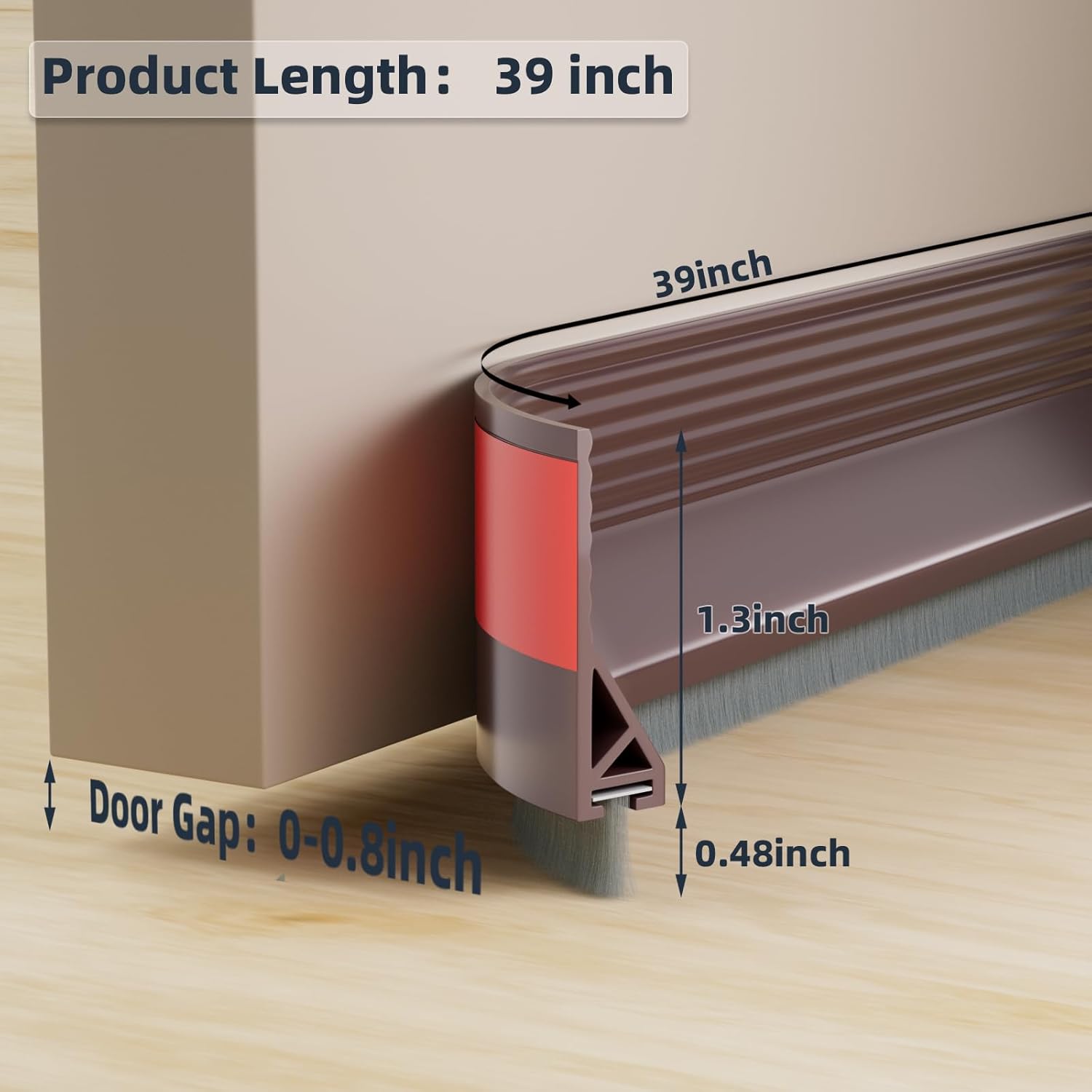 39 Inch Door Sweep with Brush and Silicone Seal