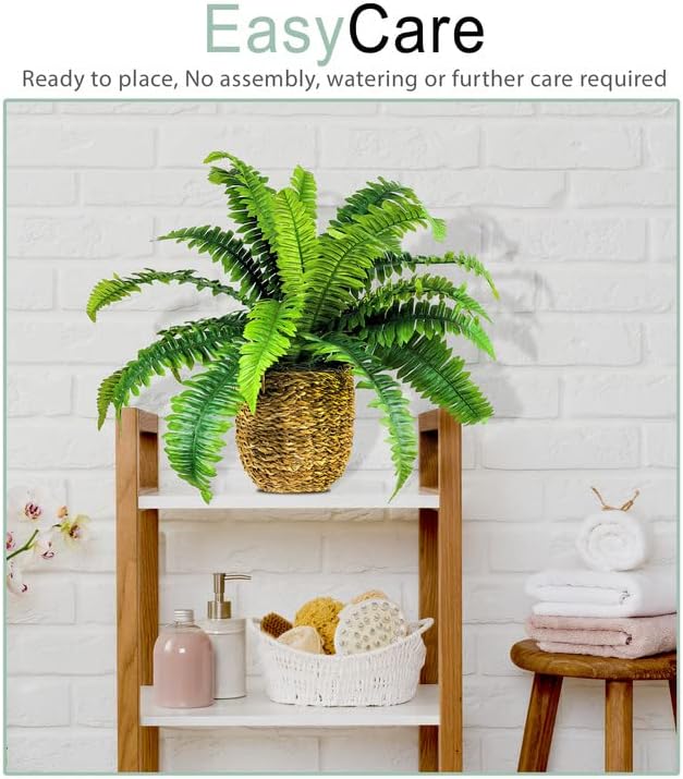 24 Inch Boston Fern in Woven Basket Artificial Plant