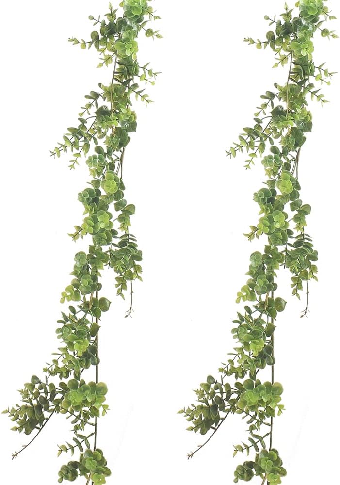 homEdge Artificial Boxwood Garland 2 Pack 6 Ft Hanging Decor