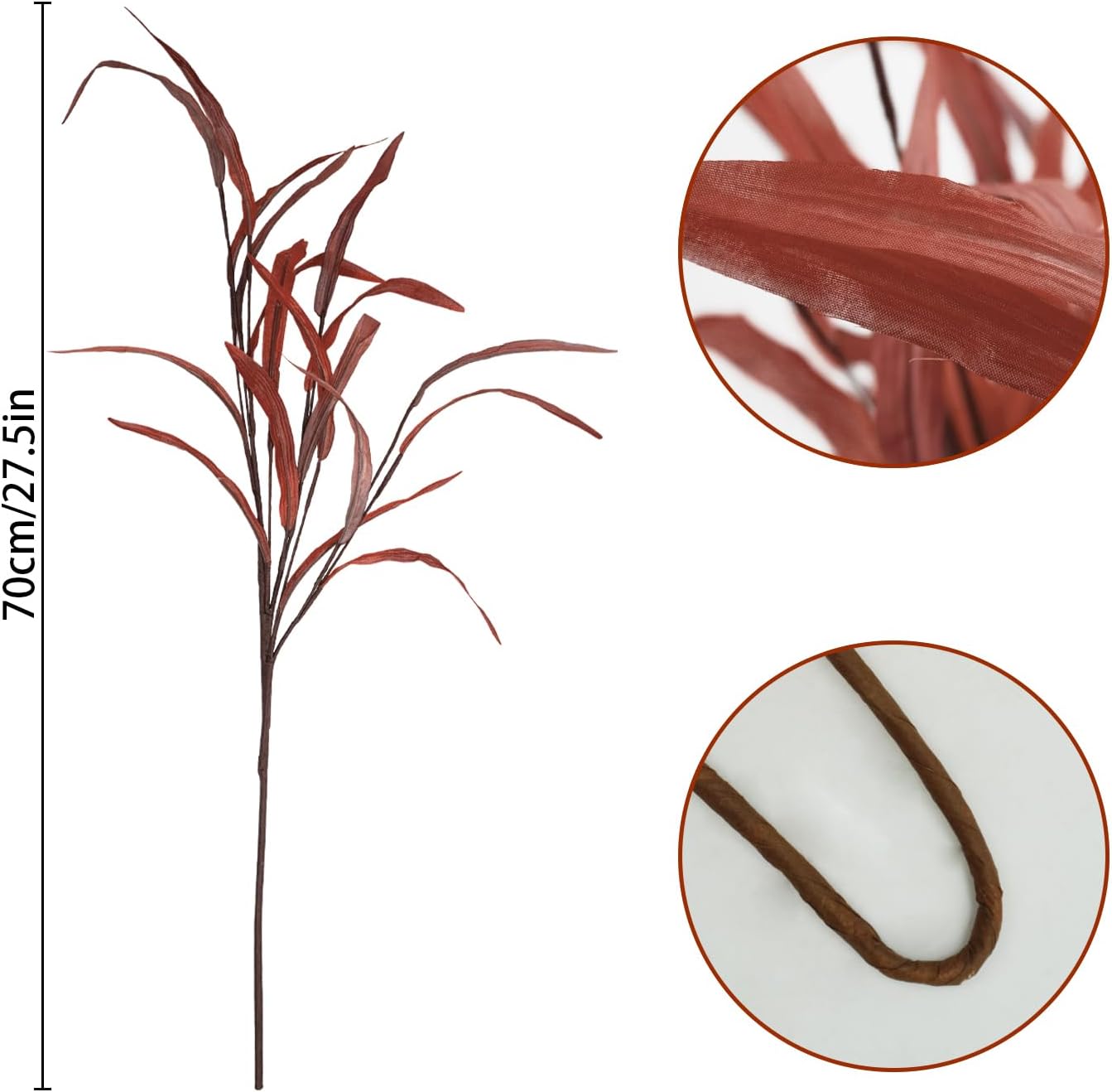 6Pcs Artificial Fall Leaves Grass Stems Red