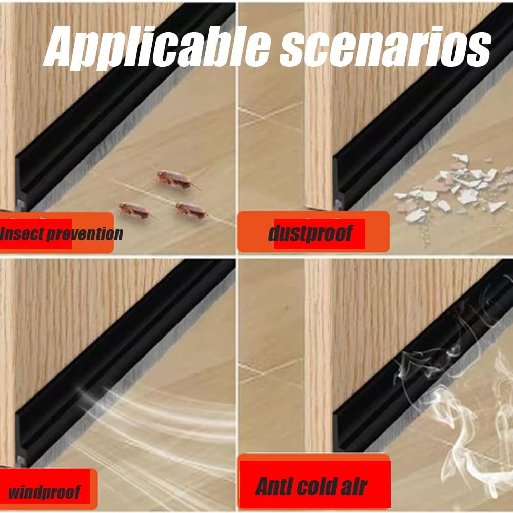 Under Door Draft Stopper with Self Adhesive Brush Seal