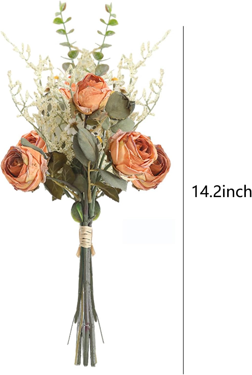 EAZHOP Natural Dried Rose Bouquet 6 Flowers Set 14 Inches Wedding Decoration