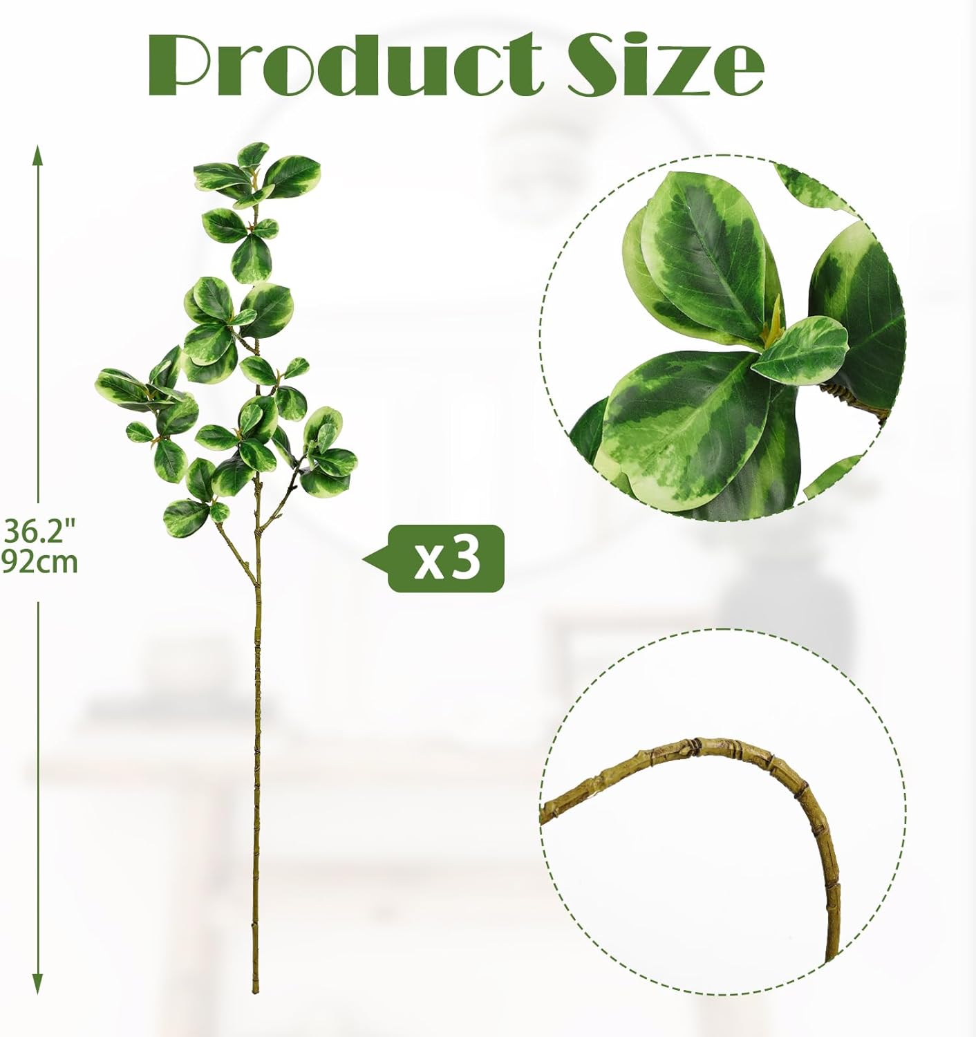 Hollyone Artificial Greenery Stems 362 Inch 3 Pack