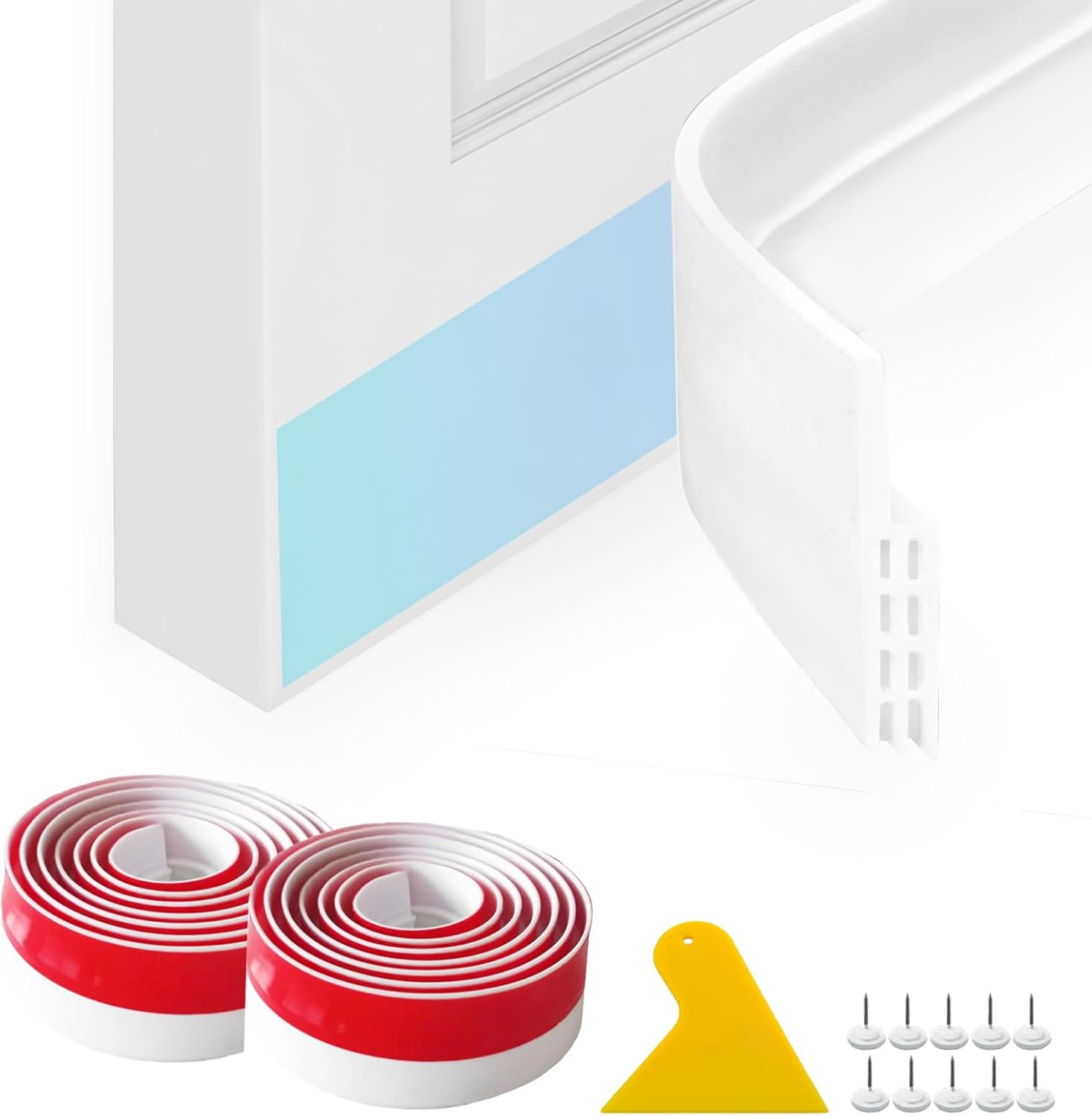 Daily Treasures 2 Pack Draft Stopper with Scraper and 10 Pushpins