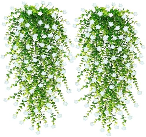 SOMYTING Artificial Hanging Eucalyptus Plants 6PCS White