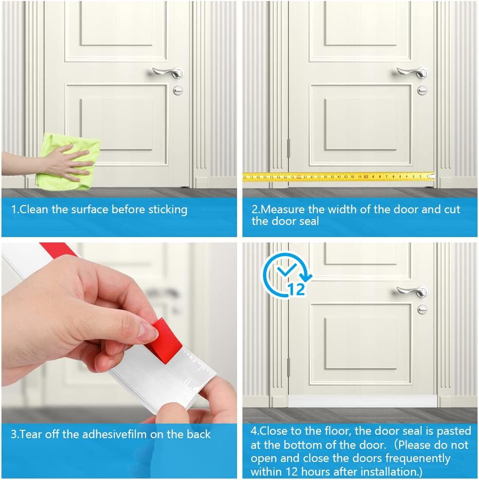 Ainiv 2 Pack Door Draft Stopper Weather Stripping Seal - White