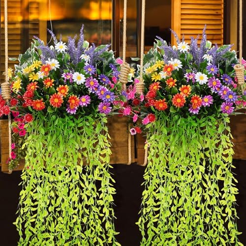24 Pcs UV Resistant Artificial Plants for Outdoor Decor