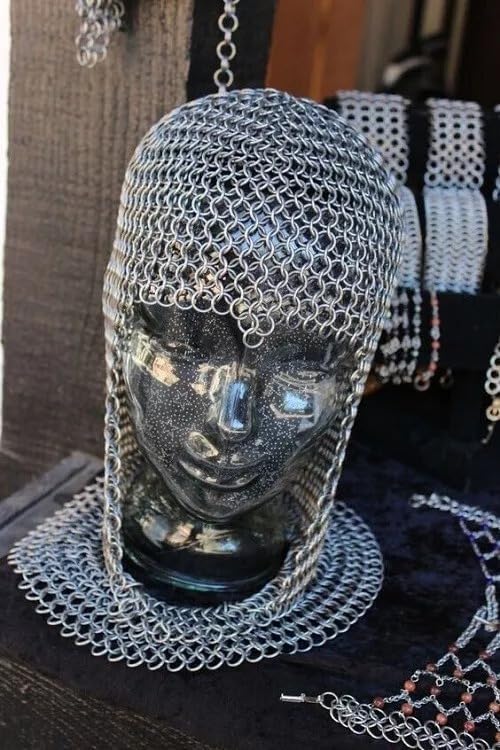 Aluminum 10mm Butted Chain Mail Coif Hood for LARP Costume