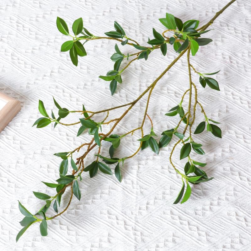 DULRLLY 3 Pcs Artificial Ficus Branches Leaf Spray