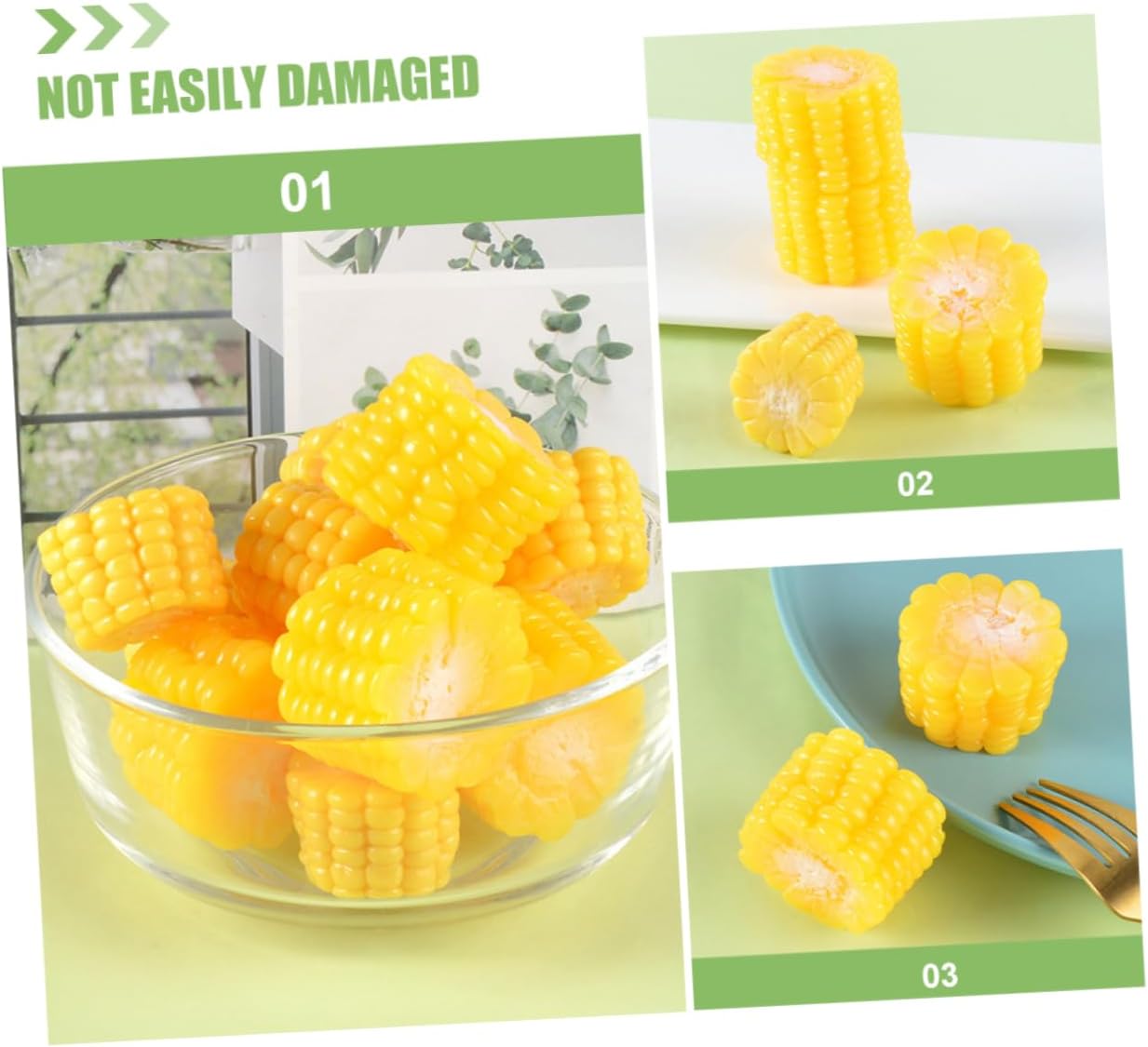 3pcs Realistic Corn Decor Models for Home Kitchen Display and Educational Use