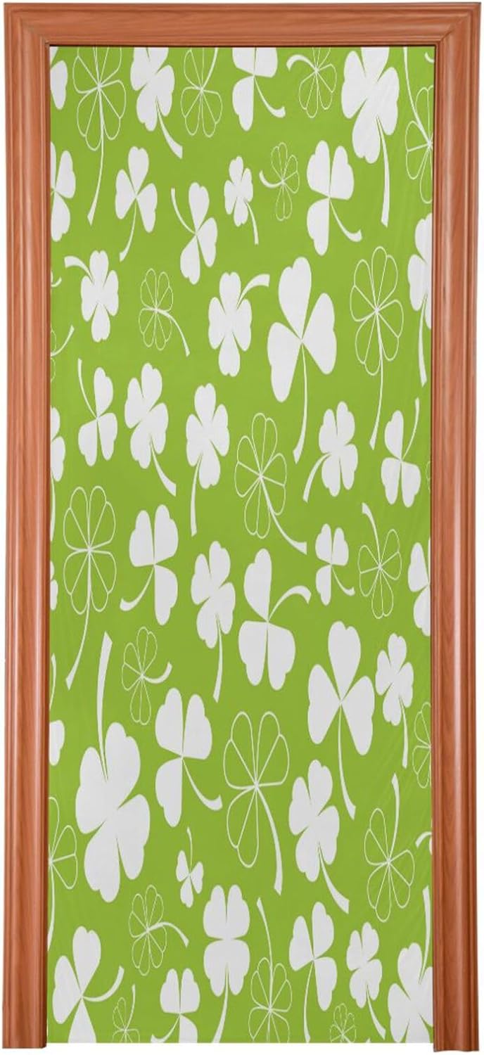 Susiyo Green Clover Halloween Door Cover 32x79 in
