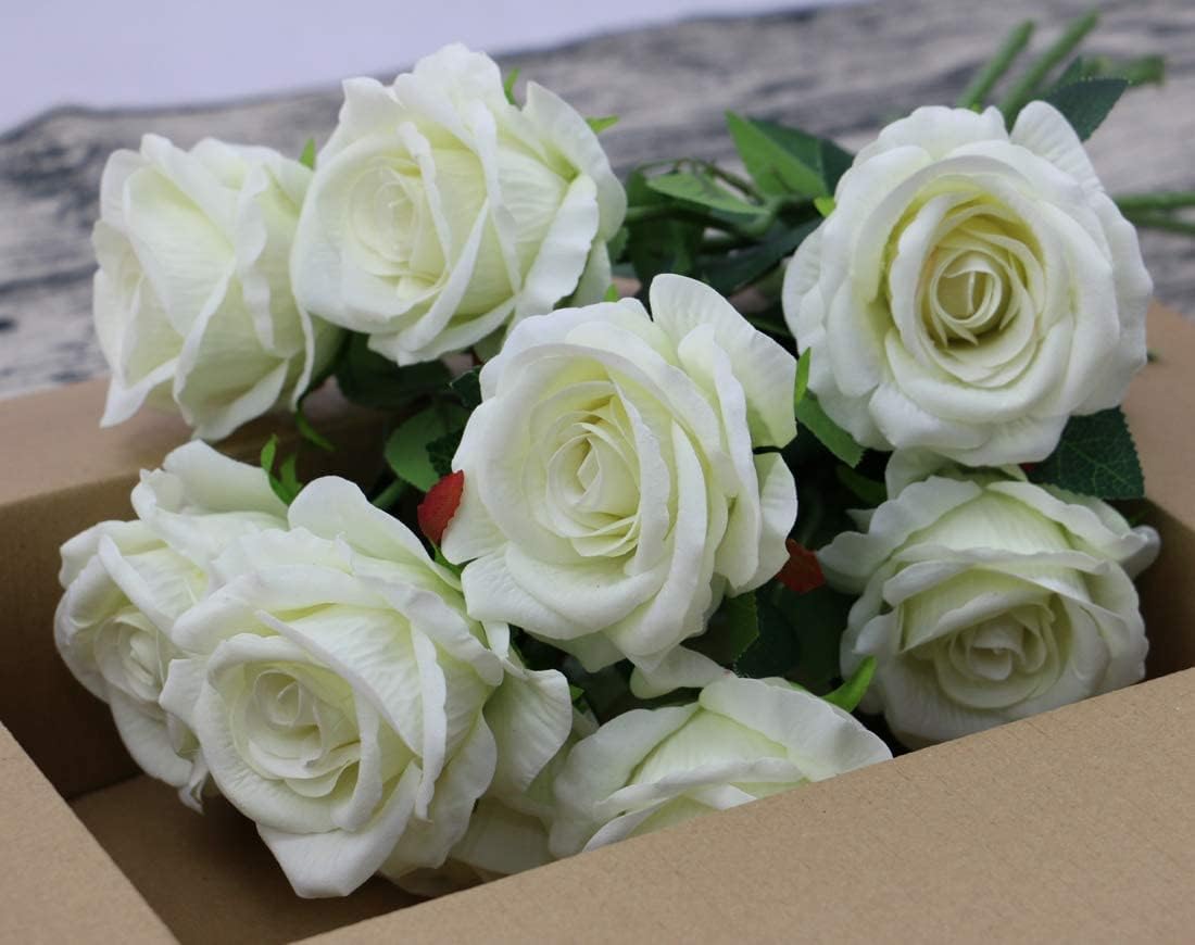 CZCZC 12 Pack Artificial Silk Roses Bouquets Decor