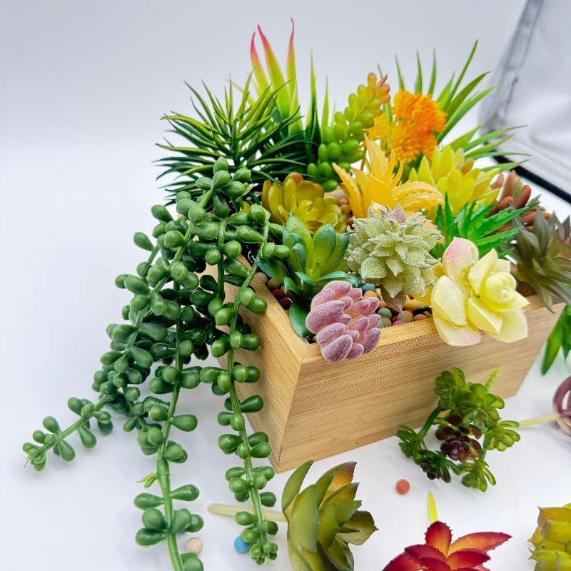 24 Piece Multicolour Artificial Succulent Set