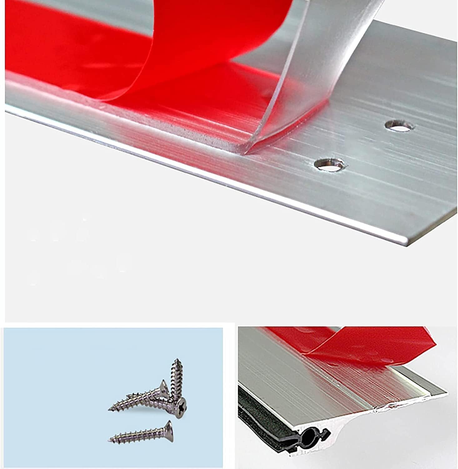 Aluminum Door Seal Strip with Draft Protection - 85cm Silver